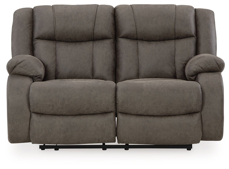 First Base - Gunmetal - Reclining Loveseat - Faux Leather